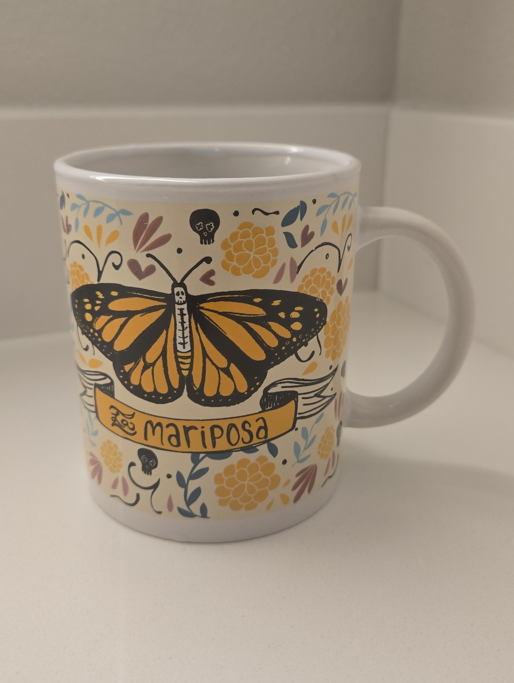 Coffee Mug day of the dead dia de los muertos La Mariposa Butterfly mug